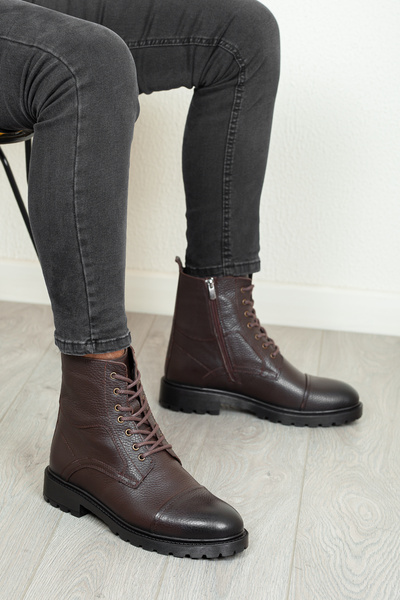 Daxtors D402 Cizme de iarnă din piele naturală pentru bărbați, cu talpă din c...