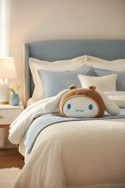 SANRIO Lisanslı Cinnamoroll Yastık 37 Cm – Baş Şekilli Yumuşak Dekoratif