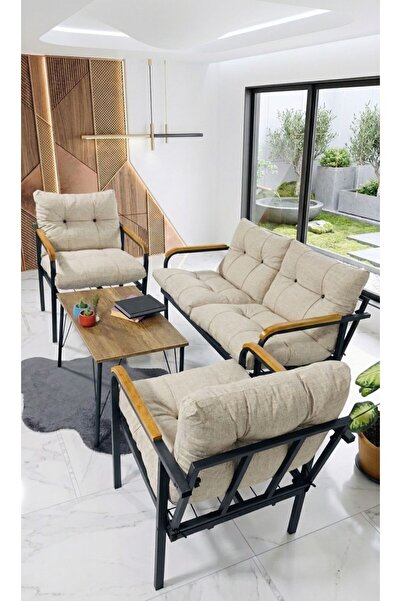 Madame Home Krem Nilüfer Oturma Grubu 2-1-1 Sehpa