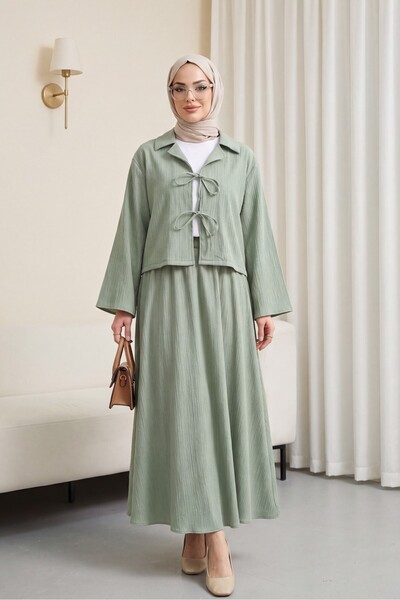 Modamorfo Σετ με τσαλακωτό σχέδιο και φούστα που δένει μπροστά - Πράσινο του ...