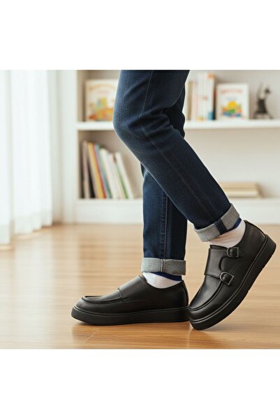 Dalton Kids Shoes Hakiki Deri Erkek Çocuk Klasik Ayakkabı – Ortopedik, Cırt C...