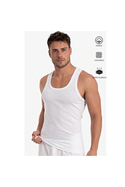 Öztaş Underwear Erkek Beyaz 3'lü Ribana Atlet
