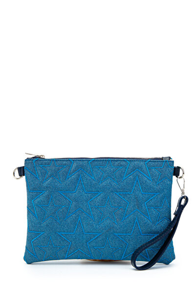 minebag Ραμμένη τσάντα Clutch Star γυναικεία, ασημί μπλε