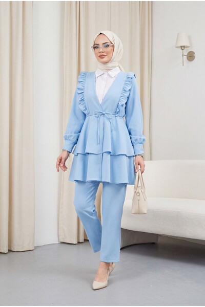 Modamorfo Σετ κιμονό με βολάν μπροστά, φούστα με κορδόνια και παντελόνι με στ...