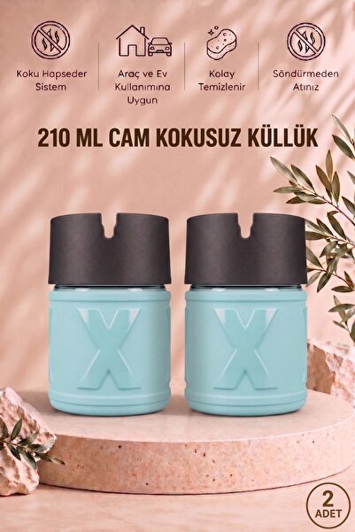 LE PARİS 2 Adet X Cam Kokusuz Küllük | Koku Hapseden Kapaklı | Rüzgar Önleyic...