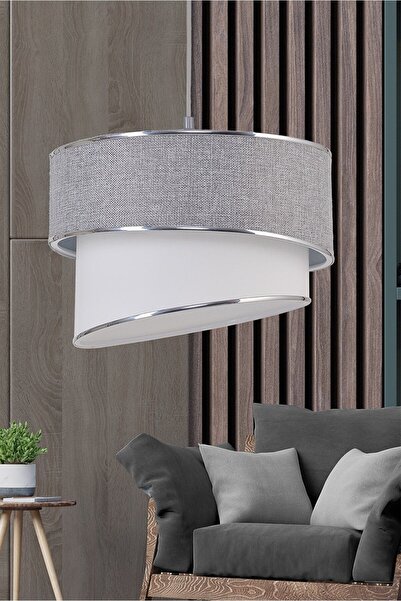 Emg DesiGn Kumaş Galaksi Modern Pasta Tekli Ve 2 Li Gold Abajur Seti