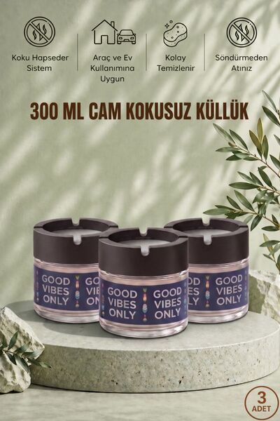 GLUS Σετ 3 τεμαχίων Good Vibes, άοσμο τασάκι |   Χωρίς καπνό |   Διακοσμητικό...