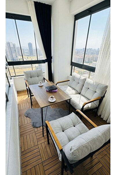 Madame Home Gri Kadife Balkon, Bahçe,Teras,Cafe - Salon - Metal Kanepe Koltuk...