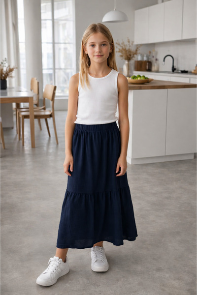 HÇ Hülya Çelik KİDSWEAR 2018 تنورة طويلة بخصر مطاطي للفتيات من عمر 8-18 سنة -...