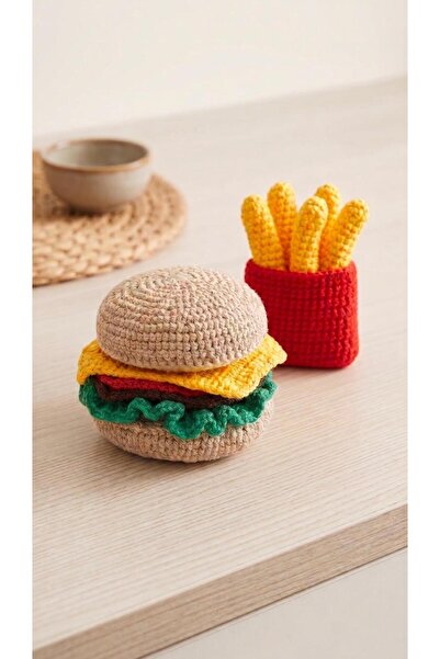 yes ticaret El Yapımı Amigurumi Hamburger ve Patates Kızartması Seti