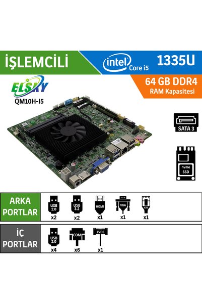 Elsky QM13U-I5-UA-1LAN Intel Core i5 1335U Endüstriyel Mini ITX Anakart