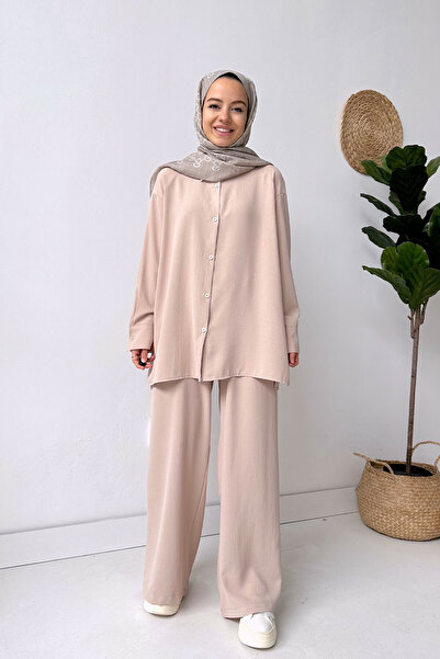Ka Hijab İnci 2'li Tesettür Takım - Bej