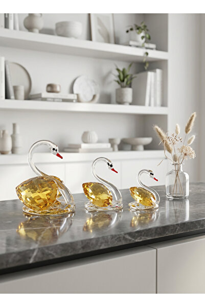 Armağan KRİSTAL KUĞU 3LÜ SET-Sarı - Cam