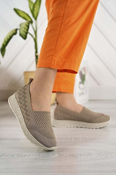 Nesil Shoes Aky 055 Mink Knitwear Καλοκαιρινά Γυναικεία Παπούτσια