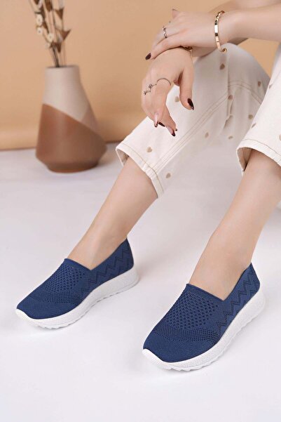 Nesil Shoes Aky 055 Navy Blue Knitwear Καλοκαιρινά Γυναικεία Παπούτσια