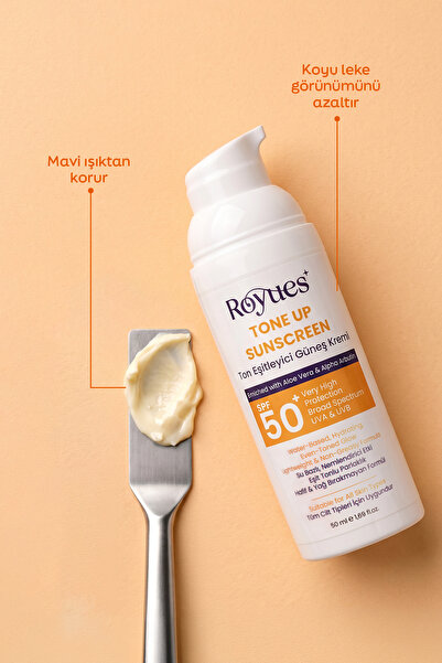 Royues Ton Eşitleyici Yüz Güneş Kremi SPF50 - Cilt Bariyeri Onarıcı, Nemlendirici, 50ml