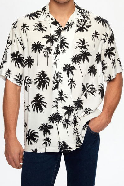 D'S Damat Ds Damat Relaxed Off-White μοτίβο με μοτίβο φοίνικα κοντομάνικο καλ...