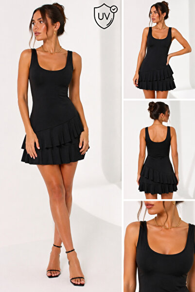 İYİBU Tesmay Φόρεμα με βολάν και τιράντες, Αδιάβροχο Σλιπ