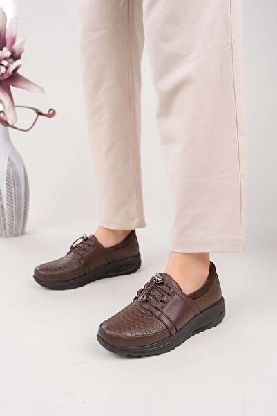 Castle Black 42640 Καφέ Γνήσιο Δερμάτινο Ανατομικά Γυναικεία Παπούτσια