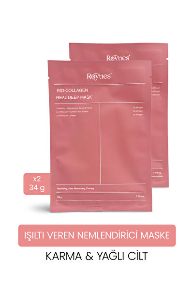 Royues Kolajen Yüz Maskesi 2’li Set | Anti-Aging Şeffaf Maske | Yoğun Nemlend...