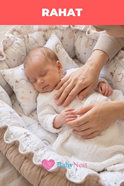 Babynest Yuvarlak Yatak/oyun Minderi Ve Yastığı Kahve Pike Gökkuşağı