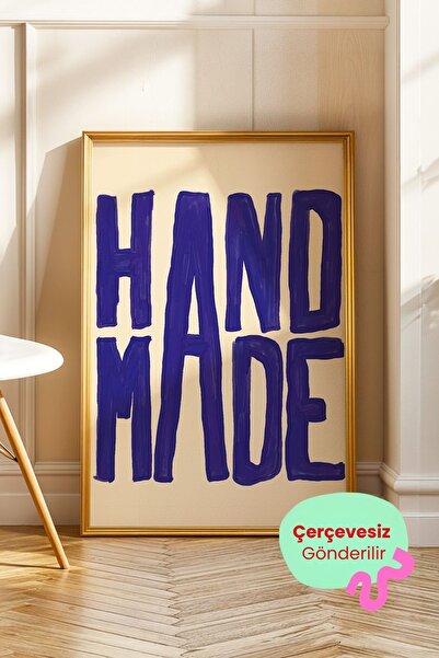 ArtDropsco Mavi El Yazısı Tipografi Poster Modern Yazılı Duvar Dekoru Çerçevesiz