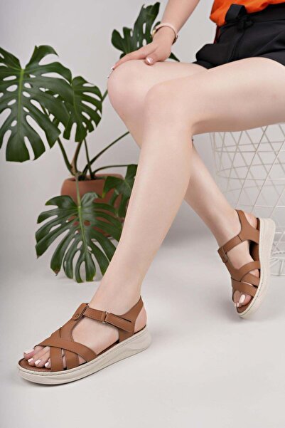 Nesil Shoes Bell 25151 Tan Ανατομικά Γυναικεία Σανδάλια