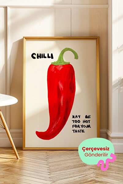 ArtDropsco Acı Biber Tablo Yazılı Modern Mutfak Poster Kahve Köşesi Duvar Dek...