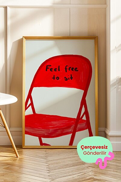 ArtDropsco Kırmızı Sandalye Figürlü Modern Poster Duvar Dekoru