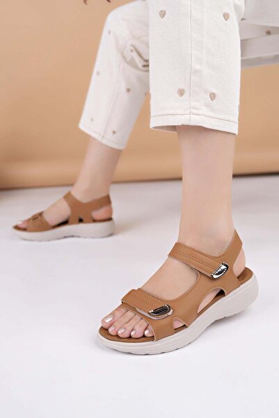 Nesil Shoes Dvm 363 Tan Velcro Ανατομικά Γυναικεία Σανδάλια