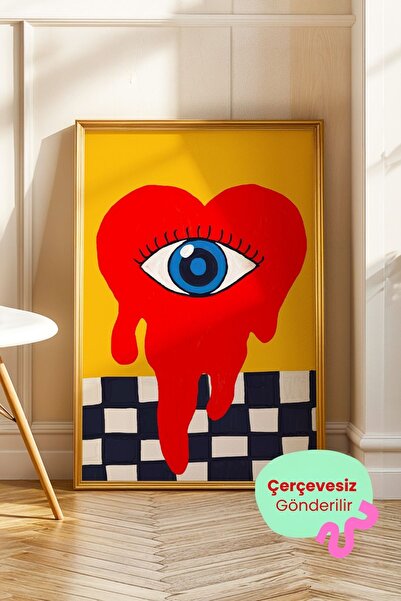 ArtDropsco Kalp Tablo Modern Pop Art Poster Soyut Duvar Dekoru Çerçevesiz