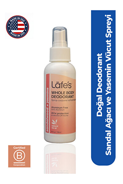 Lafe's Doğal Deodorant Vücut Bakımı, Sandal Ağacı ve Yasemin Özlü Vücut Sprey...