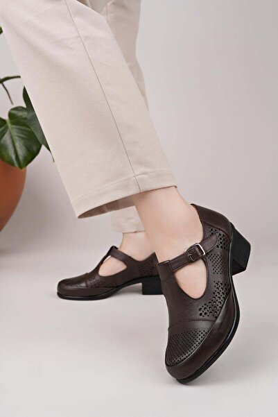 Castle Black Γυναικεία παπούτσια με τακούνι 165 καφέ από γνήσιο δέρμα