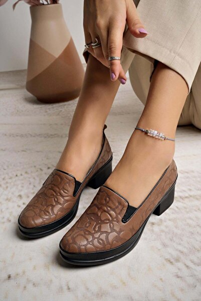 Castle Black 24604 Γυναικεία παπούτσια με τακούνι από γνήσιο δέρμα Tan