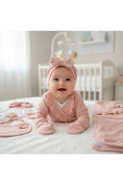 MİLAYS LİFE HOME COLLECTİON Baby Girl Organic 0-3 Months Reported with Fistula 10 Pieces Hospital Release Zibin Set