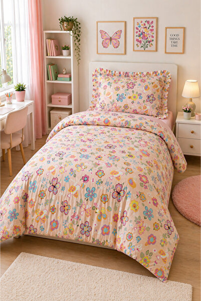 Violacasa Σετ Παπλωματοθήκη με Βολάν για Μονό Κρεβάτι Flower |   Δωμάτιο Εφήβ...