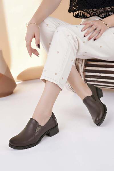 Mammamia D25KA 880 Γυναικεία παπούτσια με τακούνι από γνήσιο δέρμα καφέ