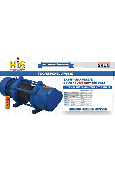 Shun 2000 Kg Profesyonel Vinç 380 Volt 30 Metre