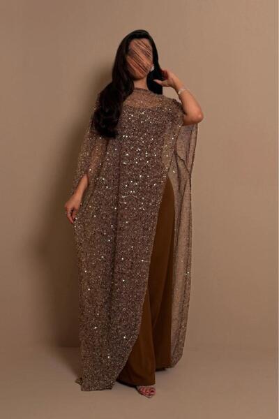 Sondos Fashion جمبسوت سديم - كيب مشكوك باللون البني