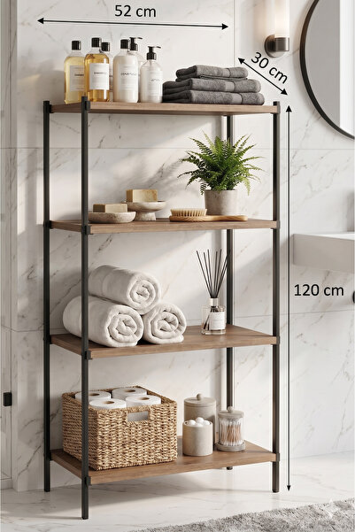 HomeSide Banyo Düzenleyici 4 Raflı Banyo Dolabı Banyo Rafı Çok Amaçlı Dolap G...