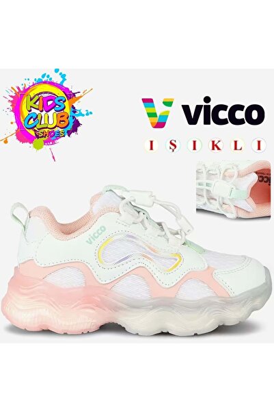 Vicco Sunday Akıllı Bağcıklı Işıklı Ortopedik Çocuk Spor Ayakkabı PUDRA