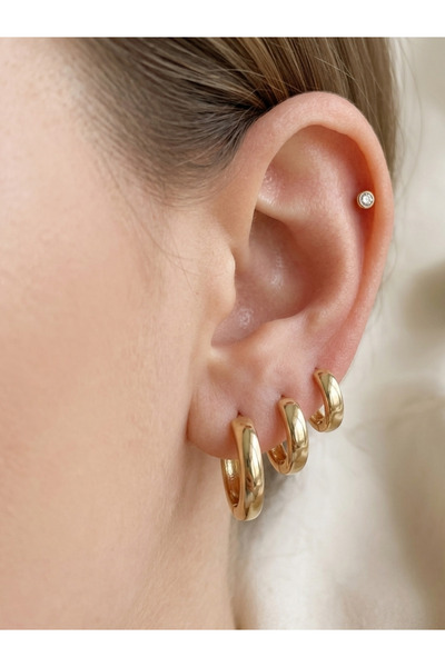 BRONZZARA GOLD HALKA KÜPE SETİ