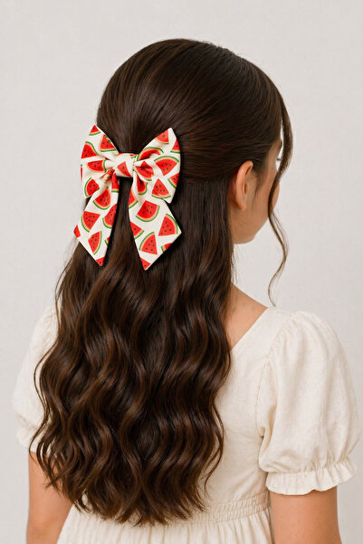 MakeWell Λευκό Χρώμα Κλιπ Φιόγκος Πόρπη με Φιγούρα Φράουλα Κεράσι Καρπούζι