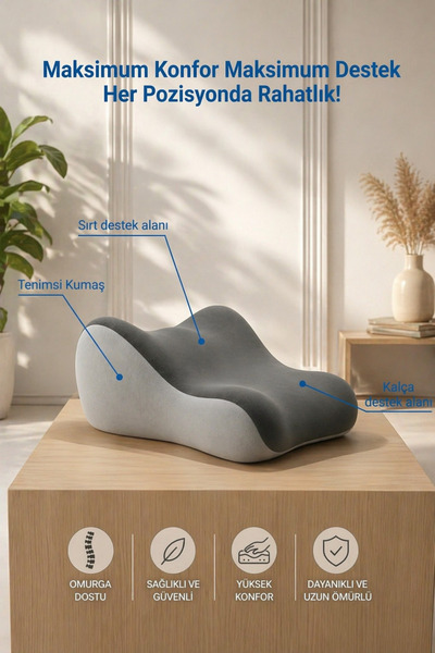 NO BRAND VISCORA Omuz ve Sırt Destekli Minder–Space Memory Foam Yıkanabilir Kılıf-Kapalı Ambalaj Ofis/Ev/Kamp