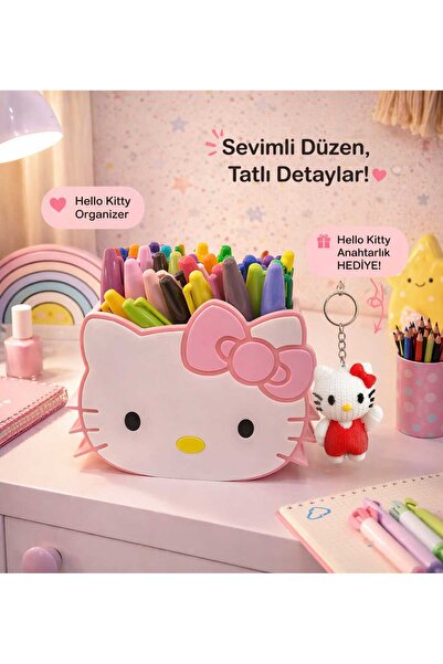Luvena Hello Kitty Kalemlik Organizer Masaüstü Kalem Kutusu Kız Çocuk Sevimli...