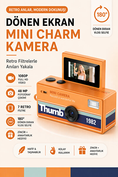 RoseandRoses Mini Charm Kamera Dönen Ekran Flaşlı Selfie Video Vlog Kamerası ...