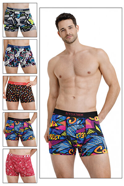 BİYO XTREME Erkek Desenli Boxer 5'li Paket Likralı