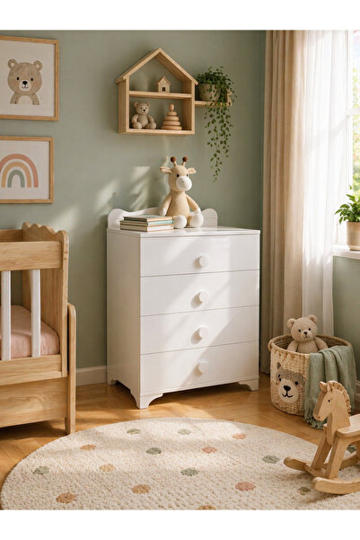 Aktehome White 4 Çekmeceli Şifonyer 065