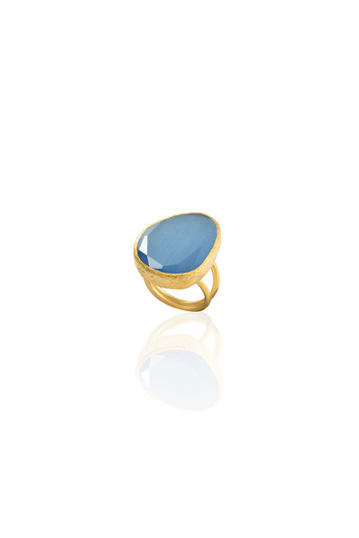 Design by Kadir Kadir Jewellery 22 Ayar Altın Kaplama Kadın Fosil Taşlı Yüzük