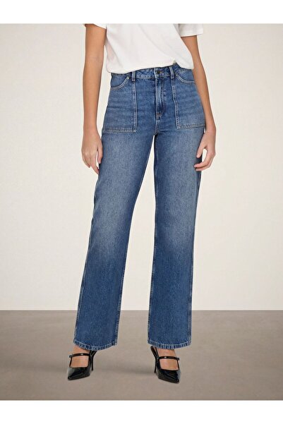 JDY Jeans mit weitem Bein JDYMAYA Hohe Taille Weiter Beinschnitt Jeans